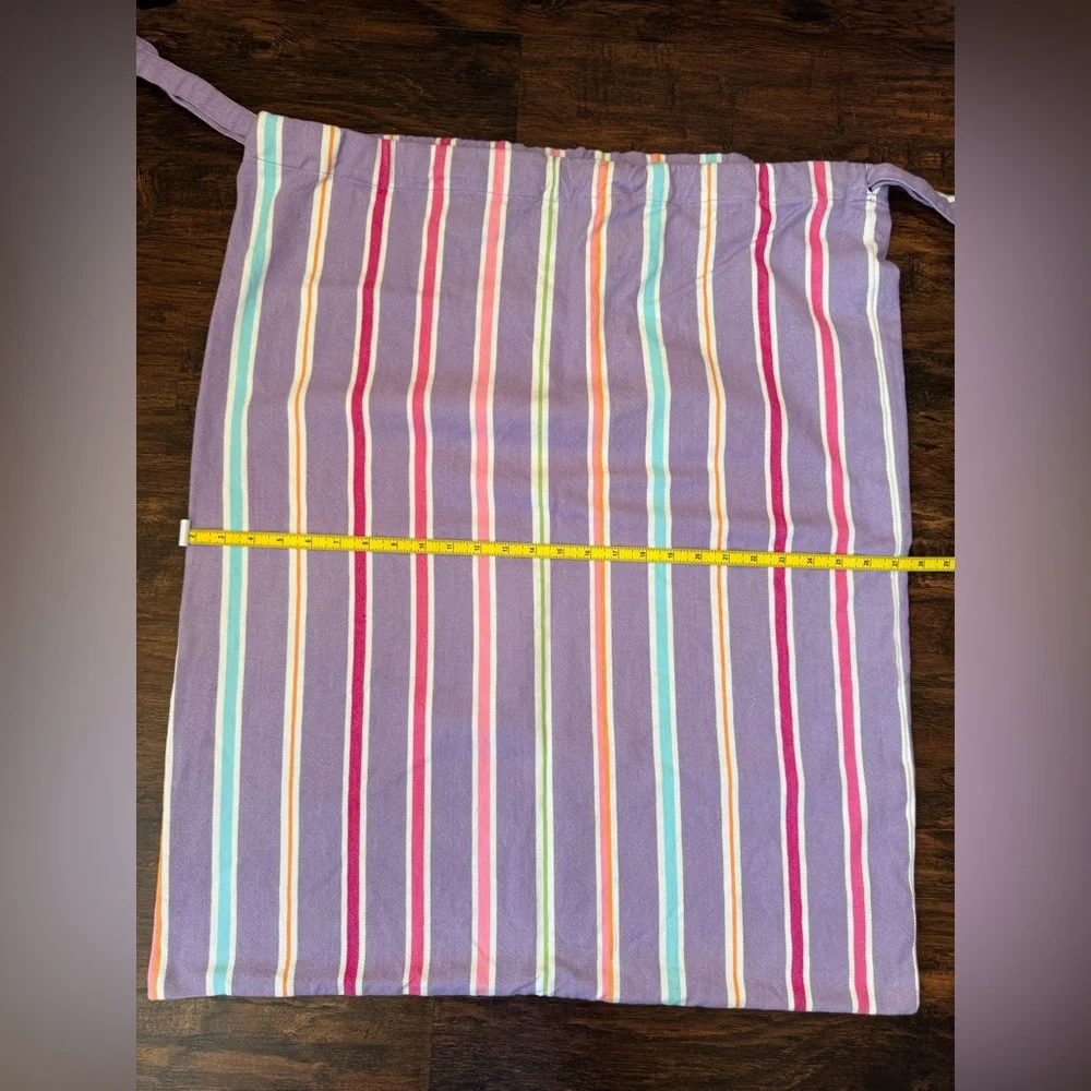 Pottery Barn Kids Purple Rainbow Striped Laundry Liner w/Drawstring Ties EUC